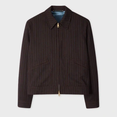 Paul Smith Slim-fit Brown Pinstripe Wool Jacket In Burgundy