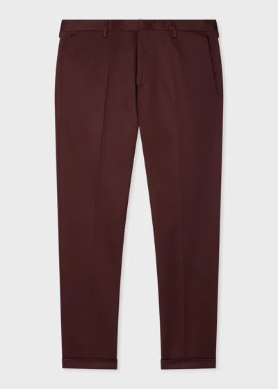 Paul Smith Slim-fit Burgundy Cotton-stretch Chinos Red In Brown