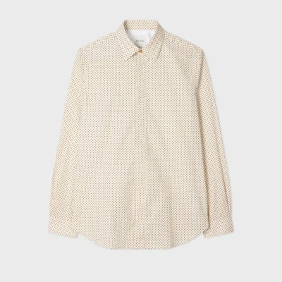 Paul Smith Slim-fit Ecru Polka Dot Shirt White In Neutral