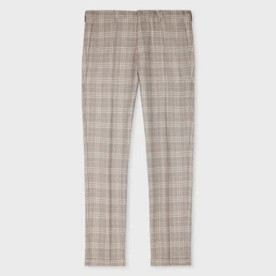 Paul Smith Slim-fit Grey Check Wool Trousers Brown