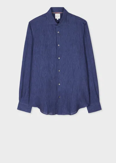 Paul Smith Slim-fit Indigo Linen Shirt Blue