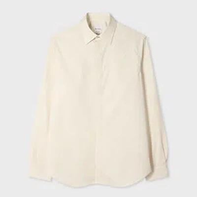 Paul Smith Slim-fit Ivory Cotton-poplin Fly-front Shirt White In Neutral