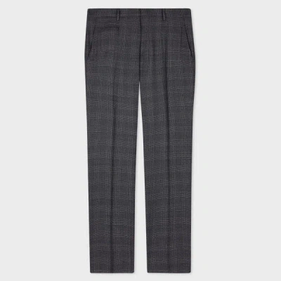 Paul Smith Slim-fit Navy Gingham Check Natural Stretch Wool Trousers Blue
