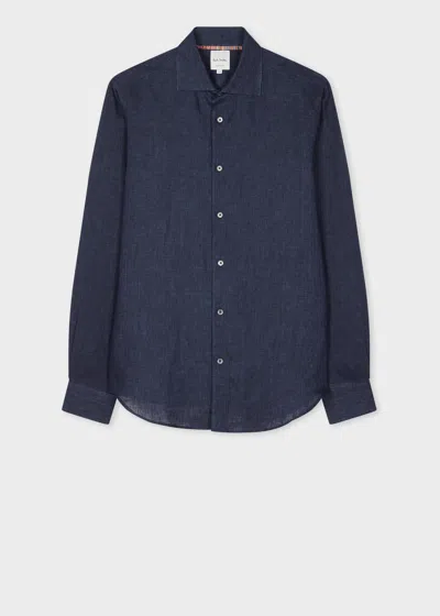 Paul Smith Slim-fit Navy Linen Shirt Blue