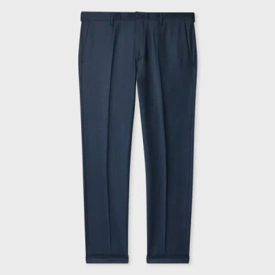 Paul Smith Slim-fit Navy Overdyed Wool-cashmere Flannel Trousers Blue