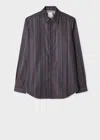 Paul Smith Slim-fit Navy 'signature Stripe' Fly Front Shirt Blue In Multi