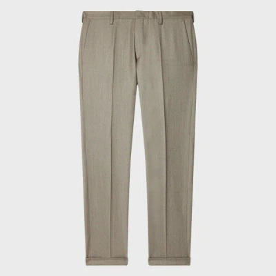Paul Smith Slim-fit Oatmeal Overdyed Wool-cashmere Flannel Trousers Grey In Gray