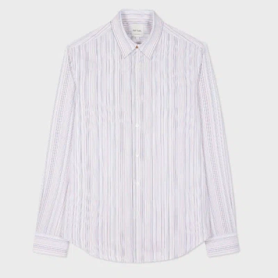 Paul Smith Slim-fit White 'signature Stripe' Cotton Shirt