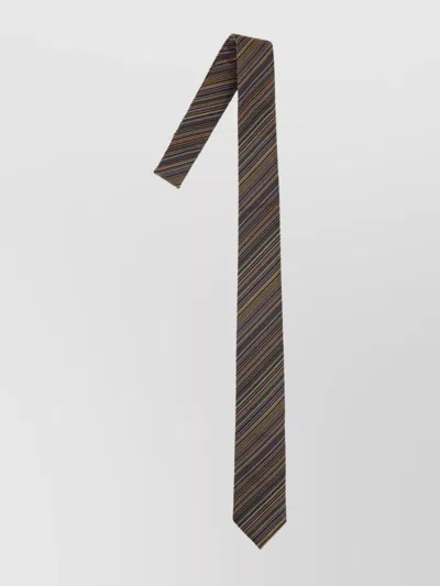 Paul Smith Slim Striped Silk Tie In Neutral