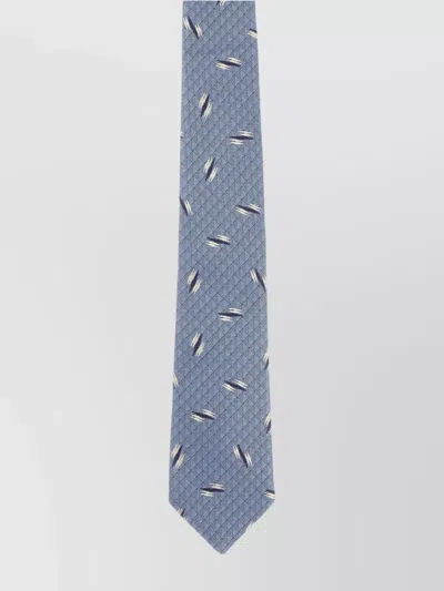 Paul Smith Slim Textured Silk Tie With Patterned Design In Blue