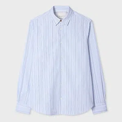 Paul Smith Striped Long-sleeved Shirt In Gnawed Blue