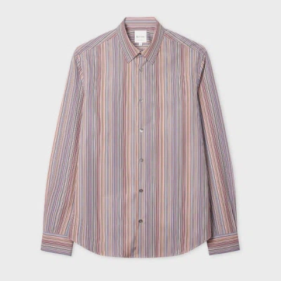 Paul Smith Mens Signature Stripe Regular-fit Cotton Shirt In Gray