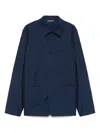 Paul Smith Buttoned Cuffs Collared Jacket With Patch Pockets In Blue