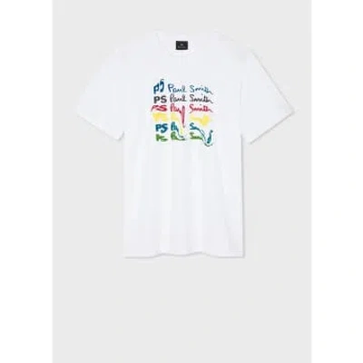 Paul Smith Smudged Letter Graphic T-shirt Col: 01 White, Size: L