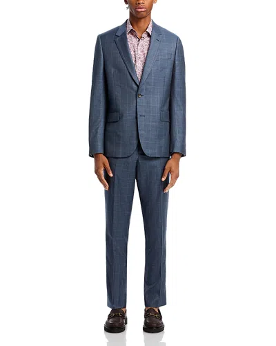 Paul Smith Soho Sharkskin Windowpane Extra Slim Fit Suit In Slate Blue