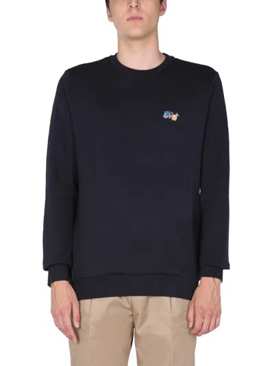 Paul Smith Splatters Crew Neck Sweatshirt In Blue