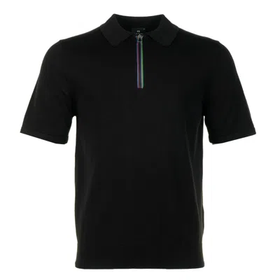 Paul Smith Sport Stripe Knitted Short Sleeve Polo Shirt Black