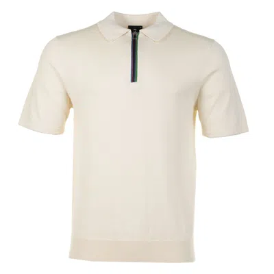 Paul Smith Sport Stripe Knitted Short Sleeve Polo Shirt Ivory In Neutral