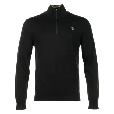 Paul Smith Sport Stripe Knitted Zebra Quarter Zip Black