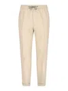 Paul Smith Straight Trousers With Elastic Waistband And Cuffed Hem In Neutral