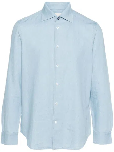 Paul Smith Spread-collar Cotton Shirt In Blue