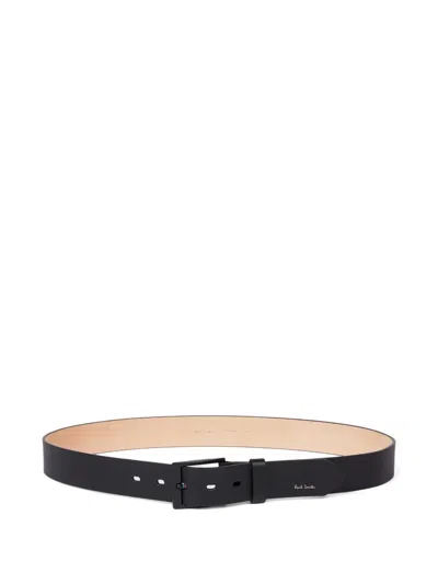 Paul Smith Square-buckle Logo-detail Belt In Black