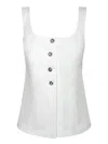 Paul Smith Square Neck White Linen Top With Decorative Buttons