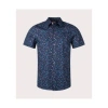 PAUL SMITH PAUL SMITH SS ABSTRACT DOTS TAILORED FIT SHIRT COL: 50 DARK NAVY, SIZE