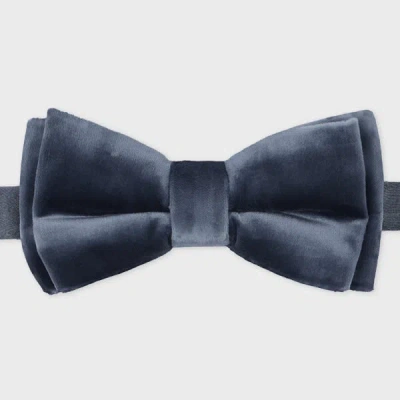 Paul Smith Steel Blue Velvet Pre-tied Bow Tie
