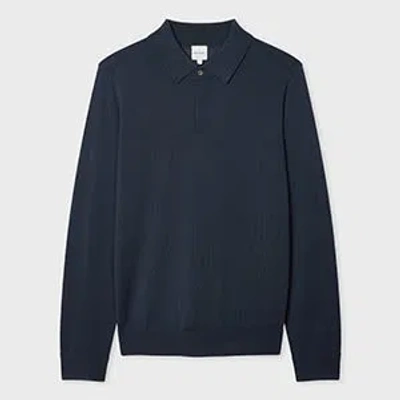 Paul Smith Steel Washable Merino Wool Polo Shirt In Black