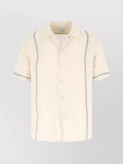 Paul Smith Stitched Contrast Short Sleeve Shirt In Beige