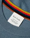 Paul Smith Stone Blue Cashmere Crew Neck Sweater In Blue
