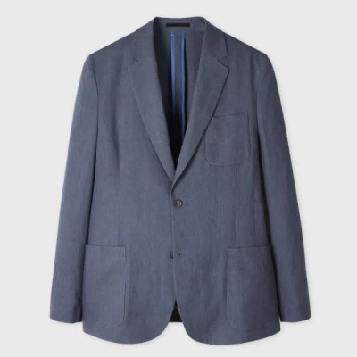 Paul Smith Stone Blue Linen Patch-pocket Unlined Blazer