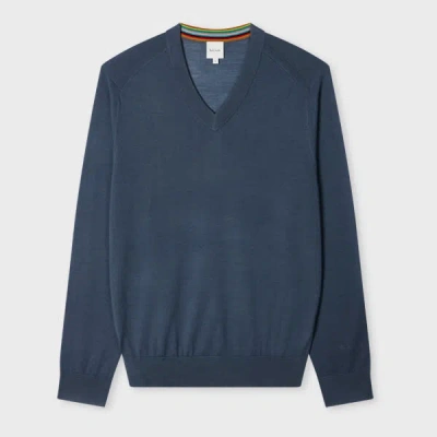 Paul Smith Stone Blue Merino V-neck Sweater