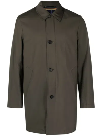 Paul Smith Storm System Single-breasted Coat In Green