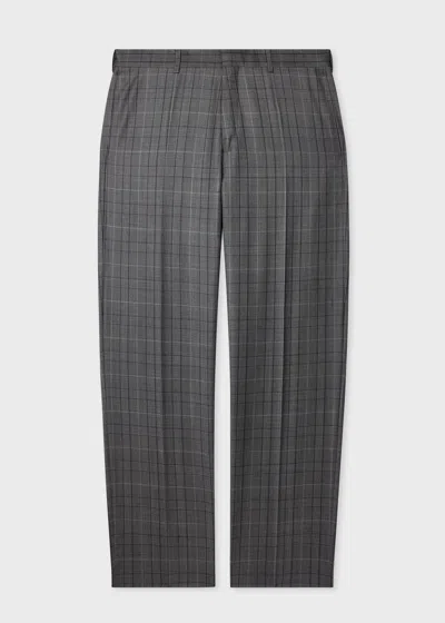 Paul Smith Straight-fit Grey Wool Check Trousers In Gray