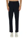 Paul Smith Straight Leg Trousers With Elastic Waistband In Blue