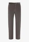 Paul Smith Wool Corduroy Straight Fit Trousers In Brown