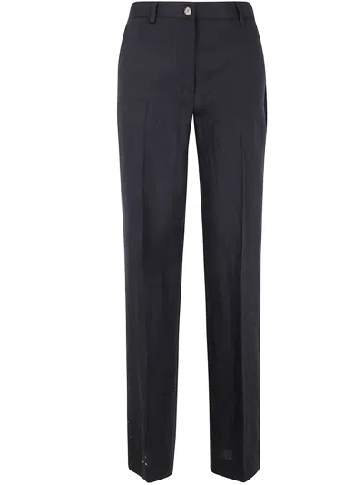 Paul Smith Linen Tailored Trousers In Blue
