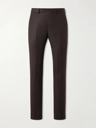 Paul Smith Straight-leg Wool And Cashmere-blend Flannel Trousers In Brown