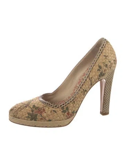 Pre-owned Paul Smith Straw Floral Print Pumps In Neutrals