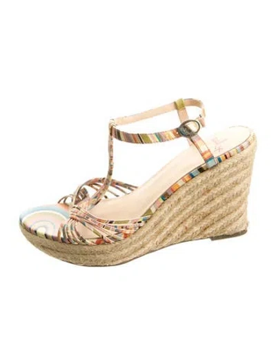 Pre-owned Paul Smith Straw Striped Espadrilles In Black