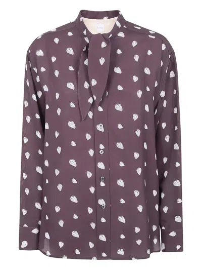 Paul Smith Strawberry-print Tie Shirt In Brown