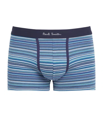 Paul Smith Stretch-organic Cotton Signature Stripe Trunks In Blue