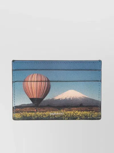 Paul Smith Stripe Balloon Mount Fuji-print Card Holder In Blue