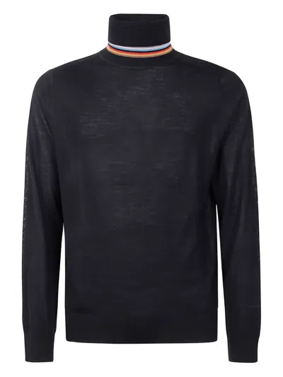Paul Smith Stripe-detail Turtleneck Sweater In Black