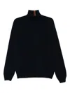 Paul Smith Stripe-detail Turtleneck Sweater In Black