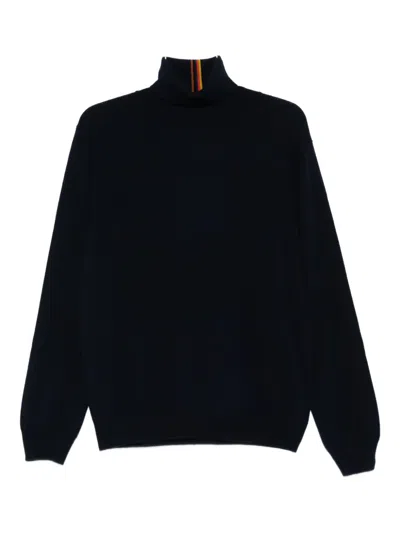 Paul Smith Stripe-detail Turtleneck Sweater In Black