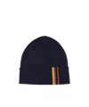 Paul Smith Stripe-detail Wool Beanie In Black