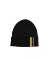 Paul Smith Stripe-detail Wool Beanie In Black